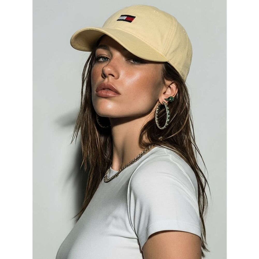 🔥Tommy Hilfiger Yellow Classic Embroidered Unisex Baseball Hat One Size